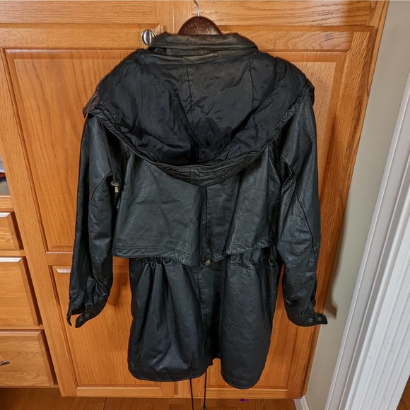Vintage cincher seventh Avenue leather jacket black trench coat Women size L - Picture 2 of 16